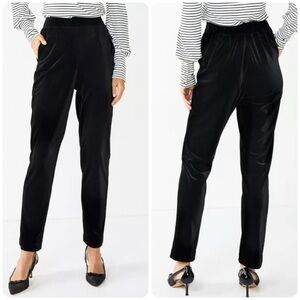 Draper James RSVP Black Velvet Stretch Straight Leg Pants Large L High Rise